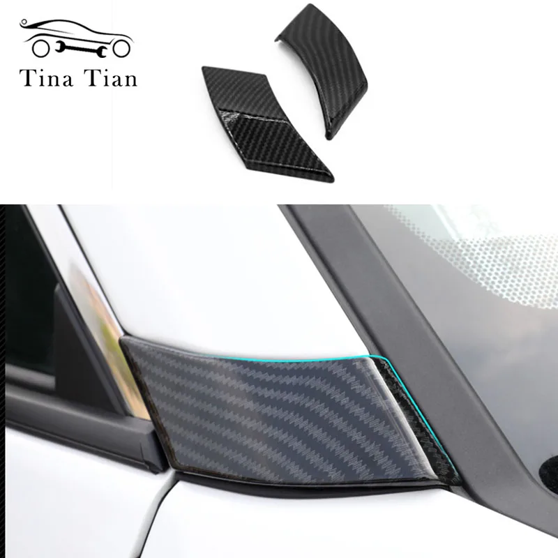 

Car Accessories Central Window Sill Pillar Cover Trim ABS Carbon Style 2PCS for Toyota RAV4 XA50 2019 2020(A Post Pillar)