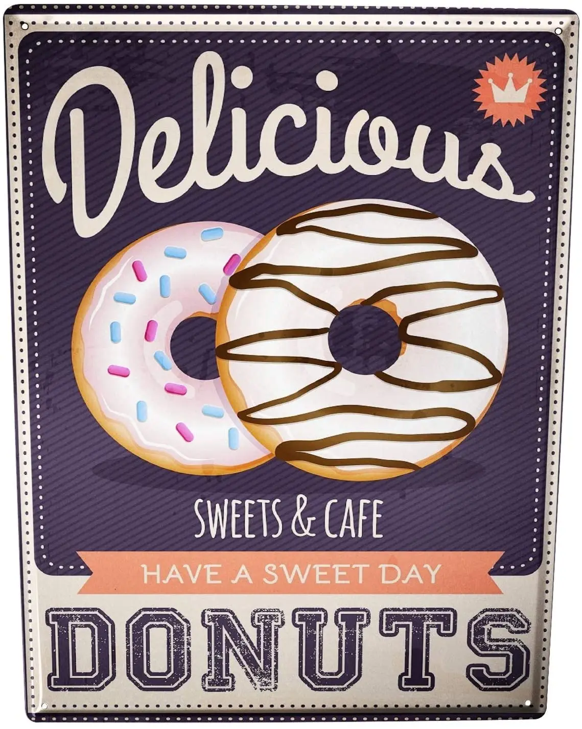 

Tin Sign Metal Plate Decorative Sign Home Decor Plaques Retro Donuts