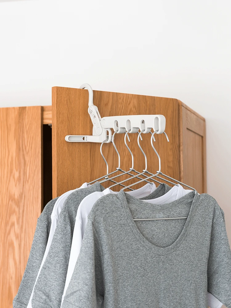 

B-LIFE Wall Mounted Clothes Rack Folding Coat Hanger Dryer Hanging Rail Rod Wardrobe Hooks for Bathroom Balcony Hotel Travel