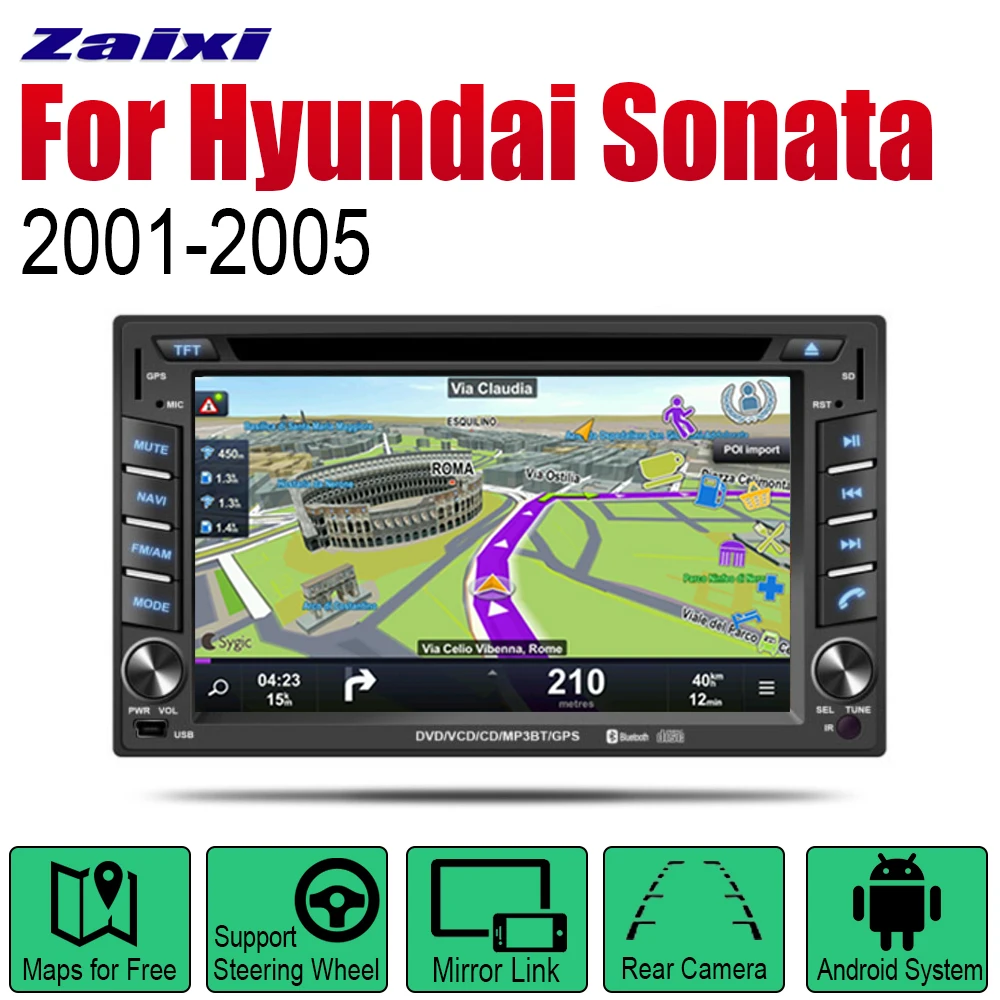 Автомагнитола ZaiXi с DVD плеером Android 2 Din для Hyundai Sonata V6 Gold 2001 ~ 2005 GPS навигация