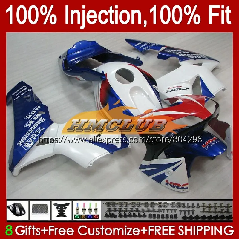 

Инъекция для HONDA CBR 600RR 600F5 600CC CBR600RR 0No.25 CBR 600 CBR600 RR F5 03 04 CBR600F5 Белый Синий 2003 2004 Обтекатель OEM