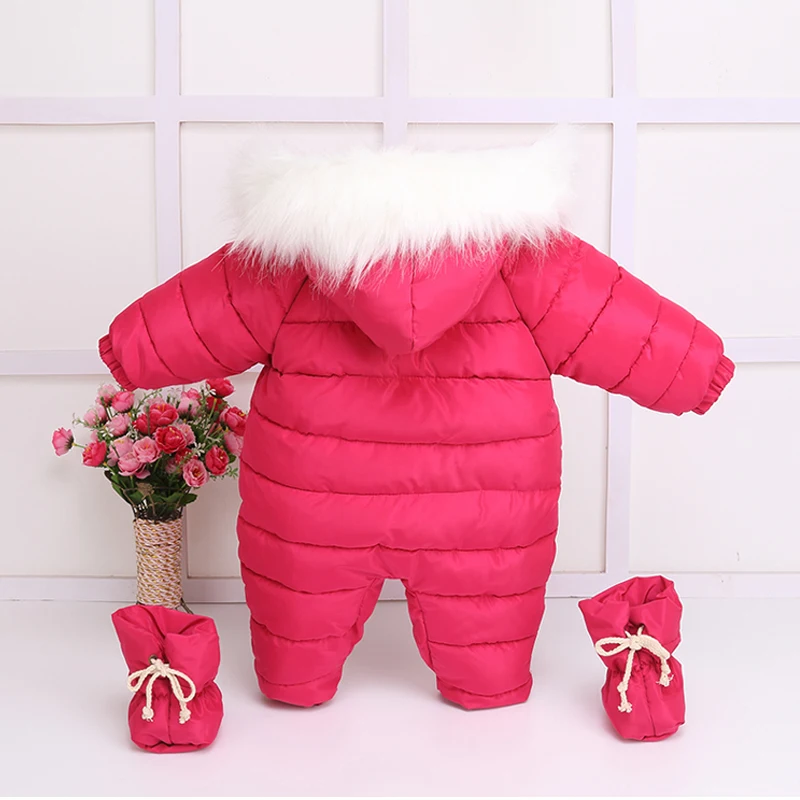 Уплотненная зимняя теплая верхняя одежда для малышей комбинезоны куртки с