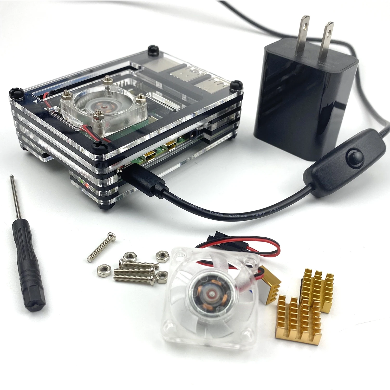 Чехол для телефона S ROBOT Raspberry Pi 4 с радиатором охлаждающим вентилятором usb кабелем