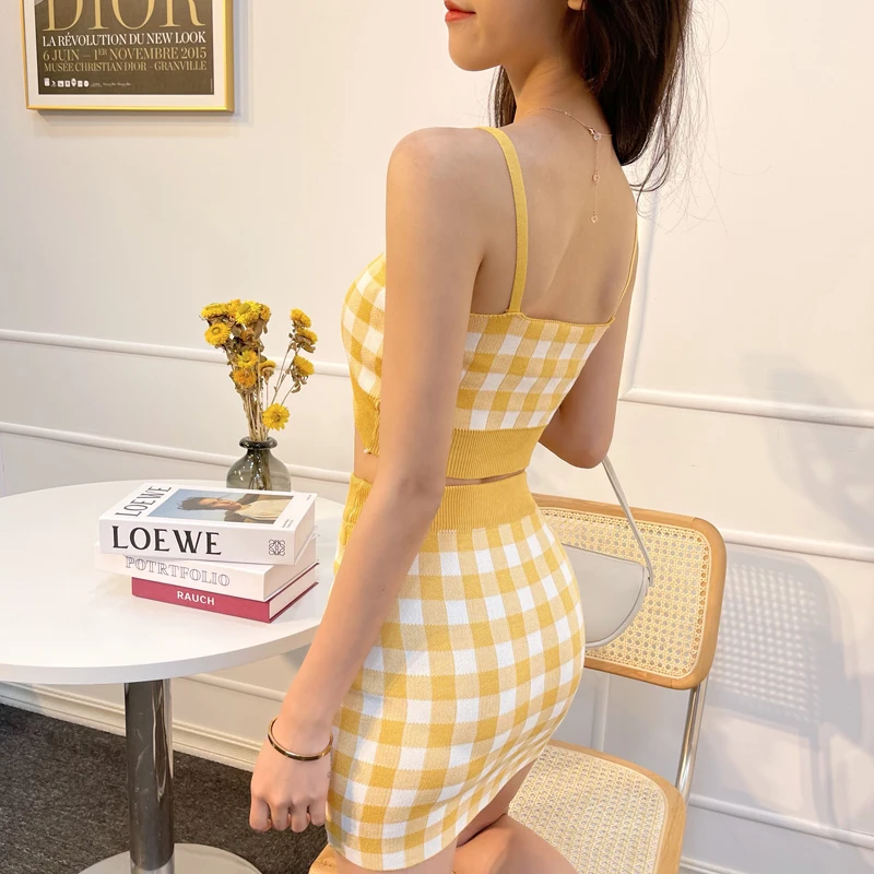 Женские облегающие вязаные клетчатые майки укороченные топы трикотажная