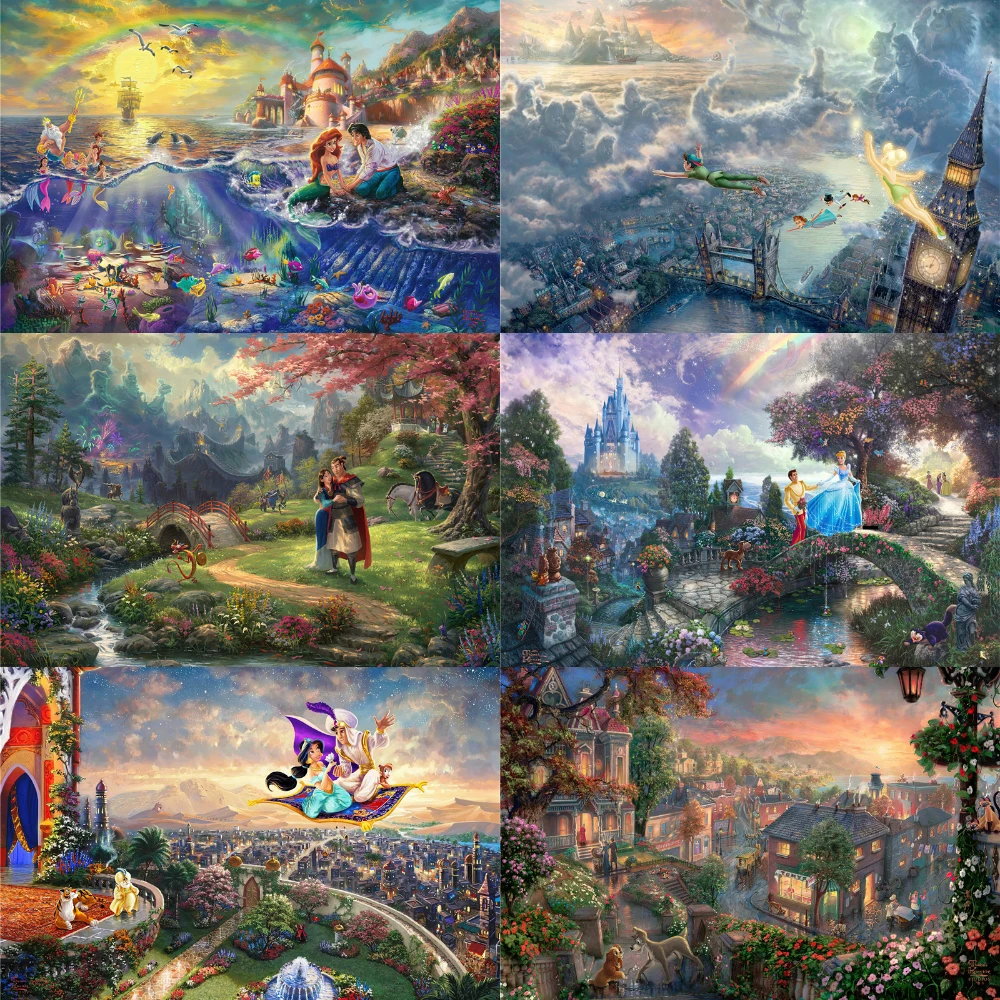 Настенная Картина на холсте Disney с изображением сказочной принцессы постер