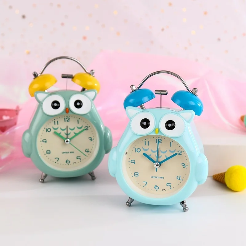 

Cartoon Owl Mute Digital Alarm Clock Cute My Neighbor Totoro Ring Bell Bedroom Metal Quartz Alarm Clock with Night Light