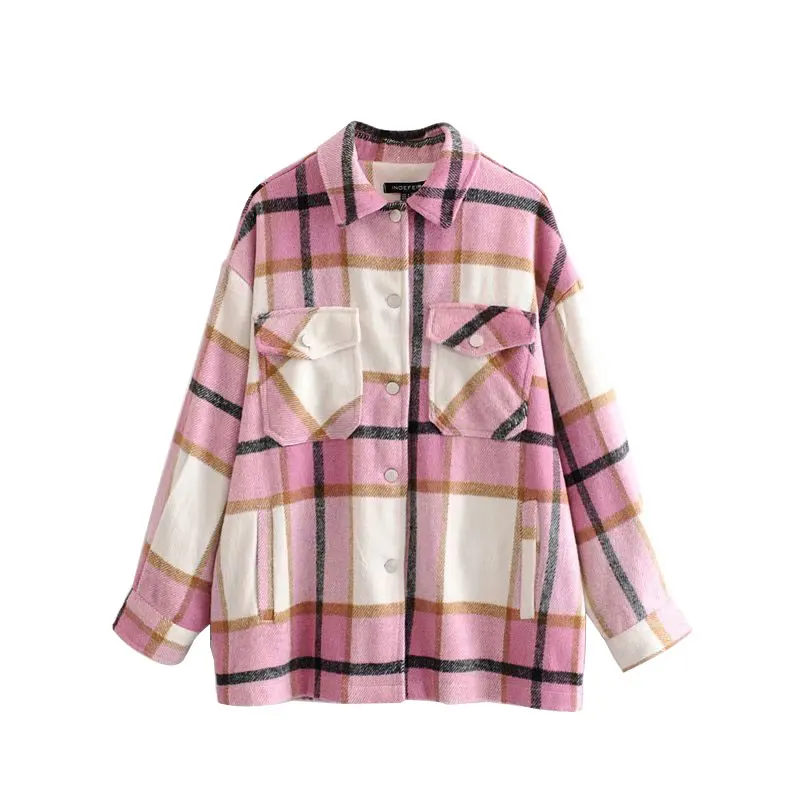 NoEnName_Null зимняя женская зеленая клетчатая Длинная блузка куртка повседневная