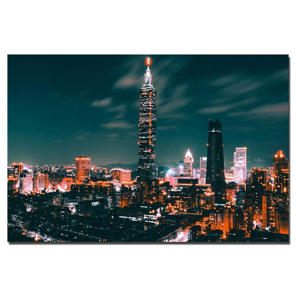 Картина без рамы, Тайбэй, городской пейзаж, плакат, настенные картины, печать для гостиной, домашнего декора
