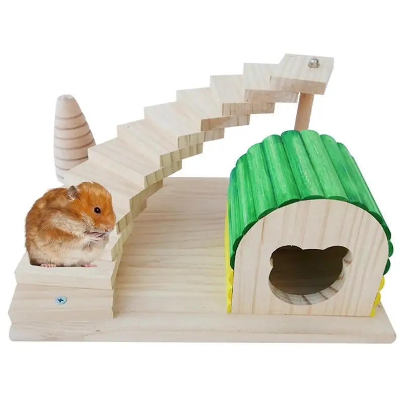 

Wooden Hamster House Small Pets Climbing Exercise Ladder Huts For Rodent Ferret Sport Guinea Pig Mice Hideout Play House Toy