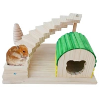 wooden hamster house small pets climbing exercise ladder huts for rodent ferret sport guinea pig mice hideout play house toy