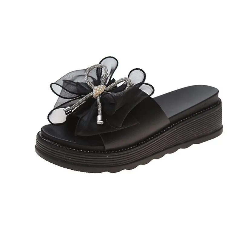 

Shoes Woman's Slippers Loafers Luxury Slides Shale Female Beach Heeled Mules Platform Butterfly-Knot 2021 Designer Flat Sabot Hi