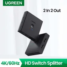 Ugreen 2 In 2 Out HDMI Splitter for Xiaomi Mi Box Xbox 4K/60Hz HDMI Switch 2 In 4 Out with IR Controller Adapter for PC Laptop