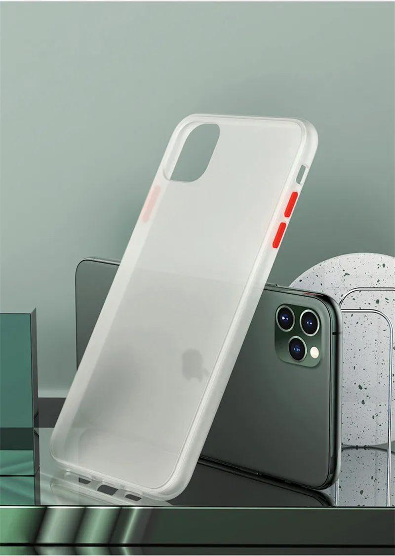 Luxury Transparent Matte Case For iphone 11 Pro XS MAX XR X Hybrid Shockproof Silicone Phone Case For iPhone 6 6s 7 8 Plus Cover - Цвет: Белый