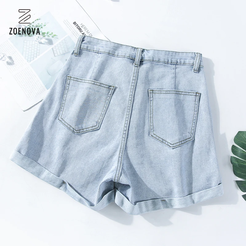 Short en Denim bleu clair à enrouler pour femmes, vêtement d'été Cool et à la mode, Style coréen mignon, tendance, choix bon marché, 2021