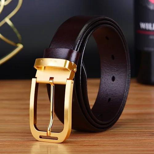 gold coffee ciartuar, высокое качество, мужской ремень, натуральная кожа, ремень, брюки, Воловья кожа, первый слой, латунь, Серебряная Пряжка - Цвет: gold coffee