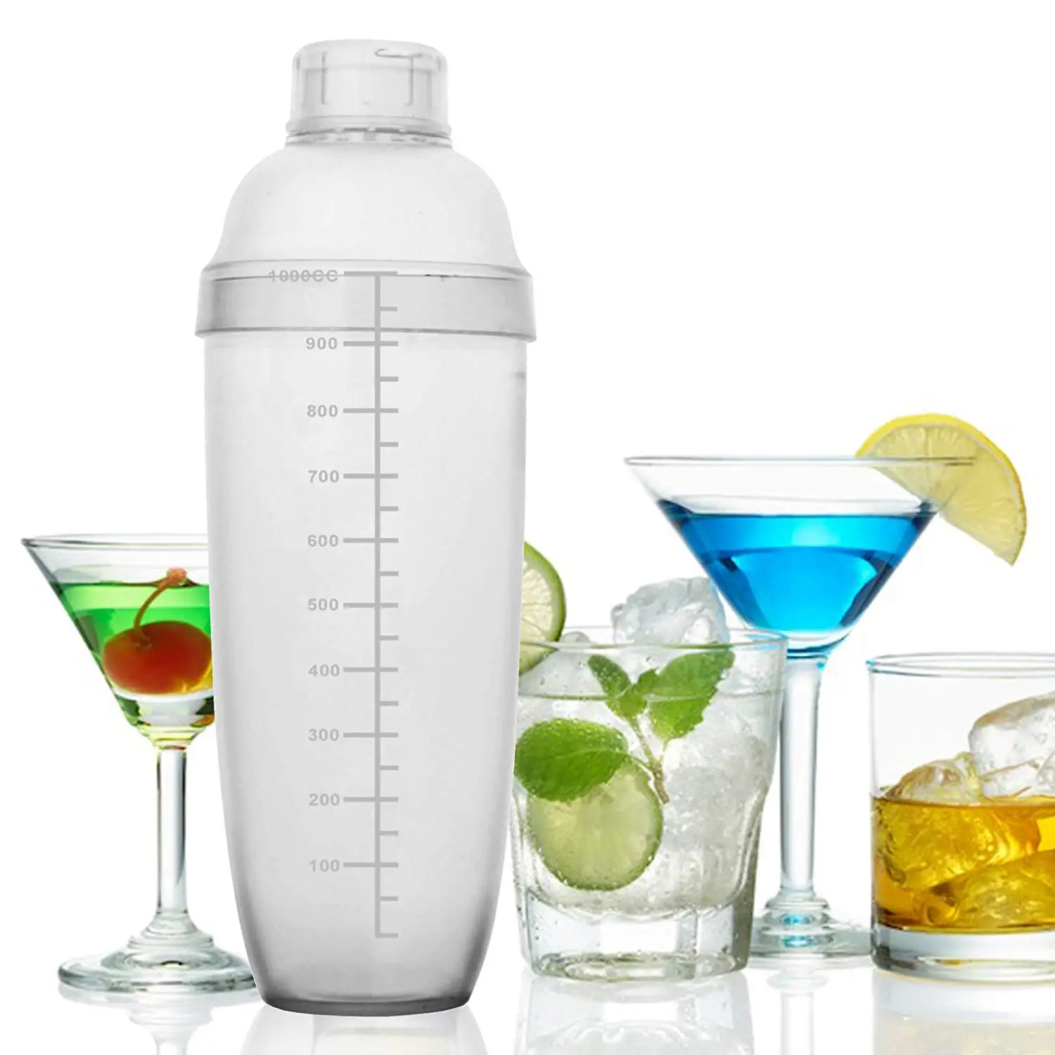 

18 oz (about 510.3 g) plastic cocktail mixer 3-piece set of Beverage Blender Boba tea shaker w / measuring cup Barware