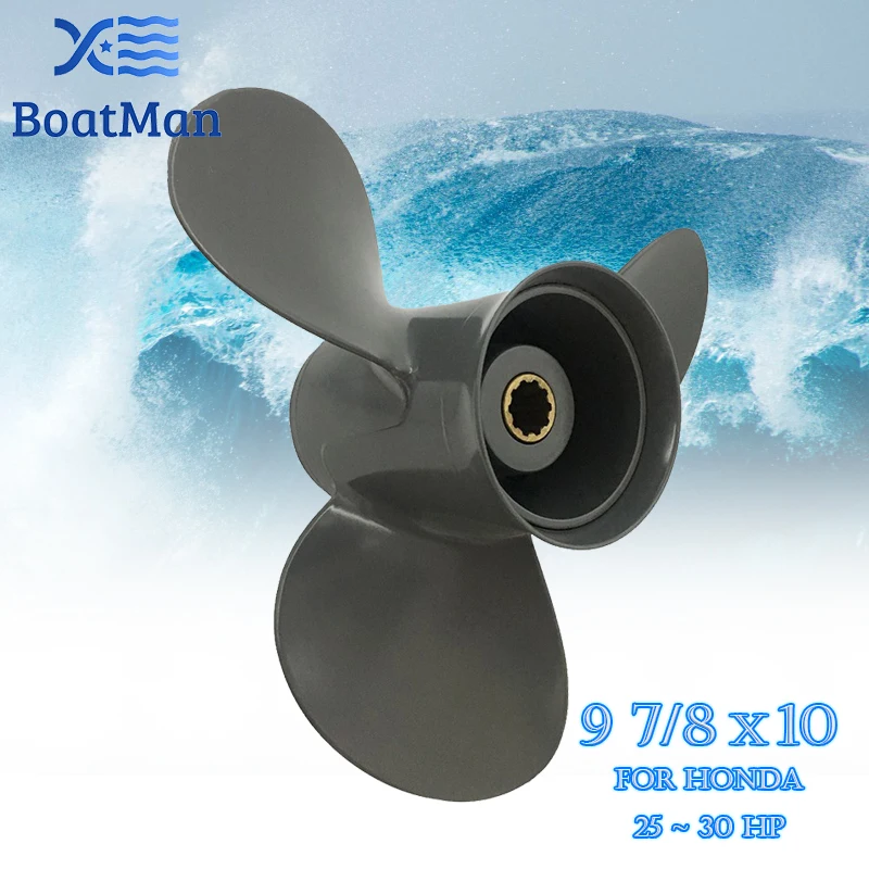 BoatMan® 9 7/8x10 Aluminum Propeller for Honda BF 25HP 30HP Outboard Motor 10 Tooth Engine 558130-ZW2-F21ZA RH Factory Outlet