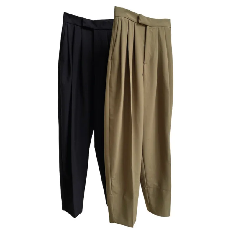 

GVUW High Casual Style Elastic Waist Wide Leg Trousers New Loose Fit Pants Women Fashion Tide Spring Summer 2021 20D3005