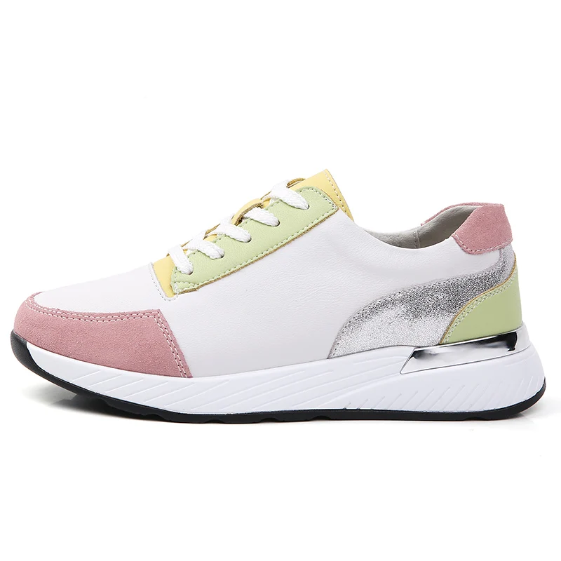 

Women's Flats Lace-Up Genuine Leather Fashion Splicing Sneakers Shoes