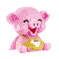 1350pcs mini bricks cute happy pink pig micro abs animal building blocks toys for children friend gift 16125