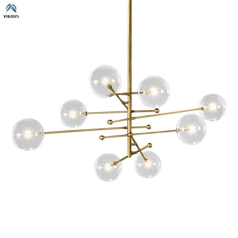

American RH Gold / Black Metal G4 Led Chandelier Clear Glass Pendant Chandelier Lighting Lustre Led Luminarias Lamparas Fixtures