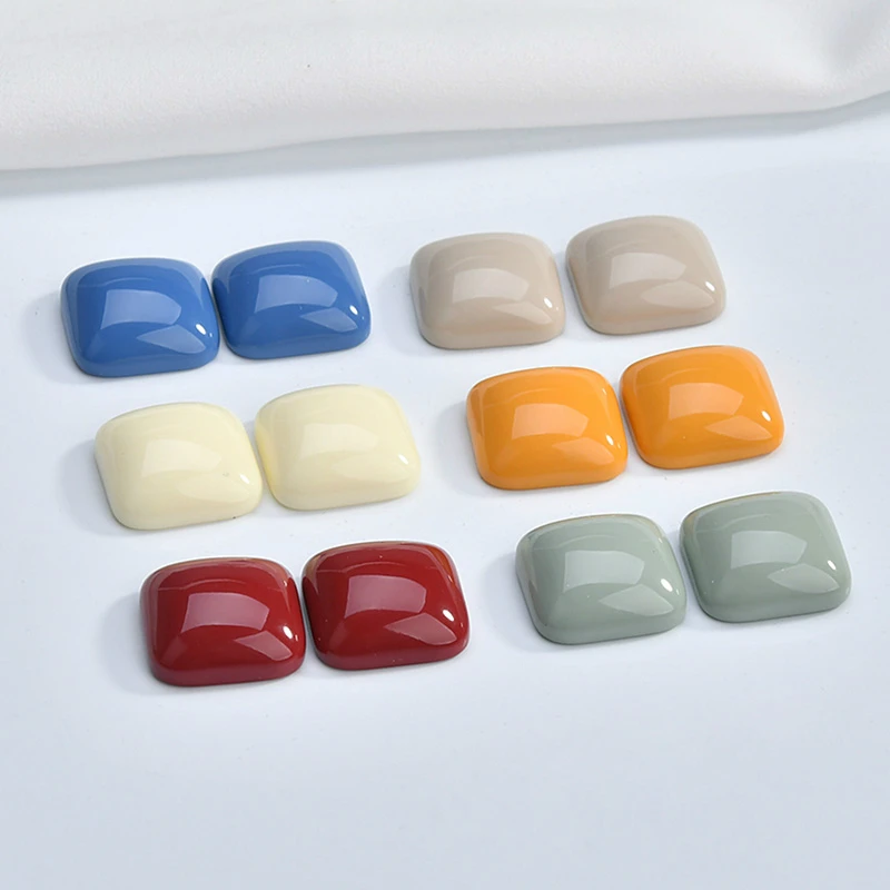 Ретро полупилюль смола квадратный сплошной цвет патч ушное кольцо для ногтей