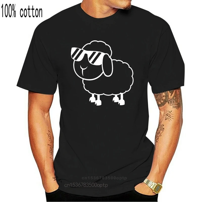 

Новая забавная рубашка-черная футболка с овечкой, летние забавные мужские короткие футболки с коротким рукавом, Новое поступление 2018 2021, Му...