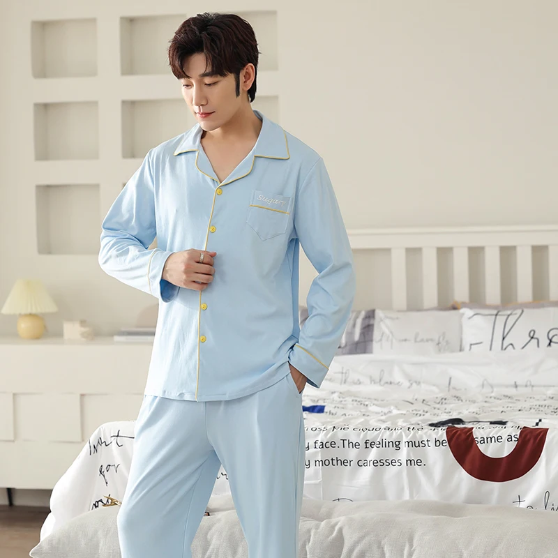 Новинка 2021 осенне-зимние хлопковые Пижамные комплекты для пар модная простая