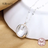 solid 925 silver necklace 405cm chain with natural shell bling zircon irregular water drop design pendant fine jewelry