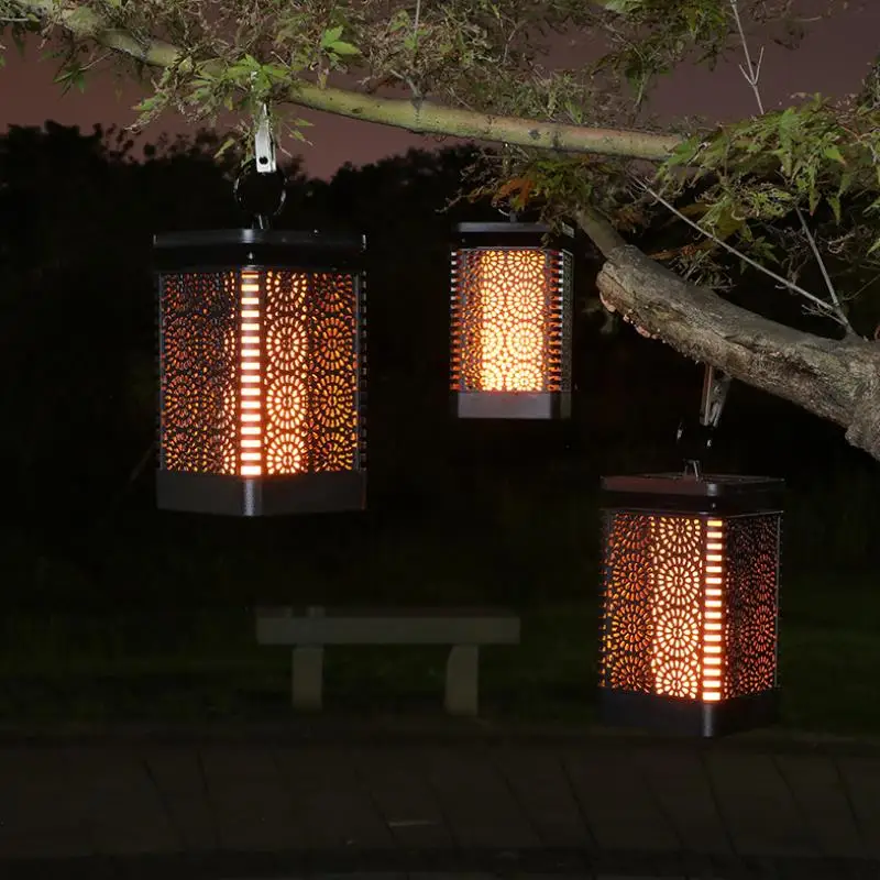 Ретро солнечный уличный фонарь led пламя Мерцающая лампа Водонепроницаемая садовая декоративная Ландшафтная люстра