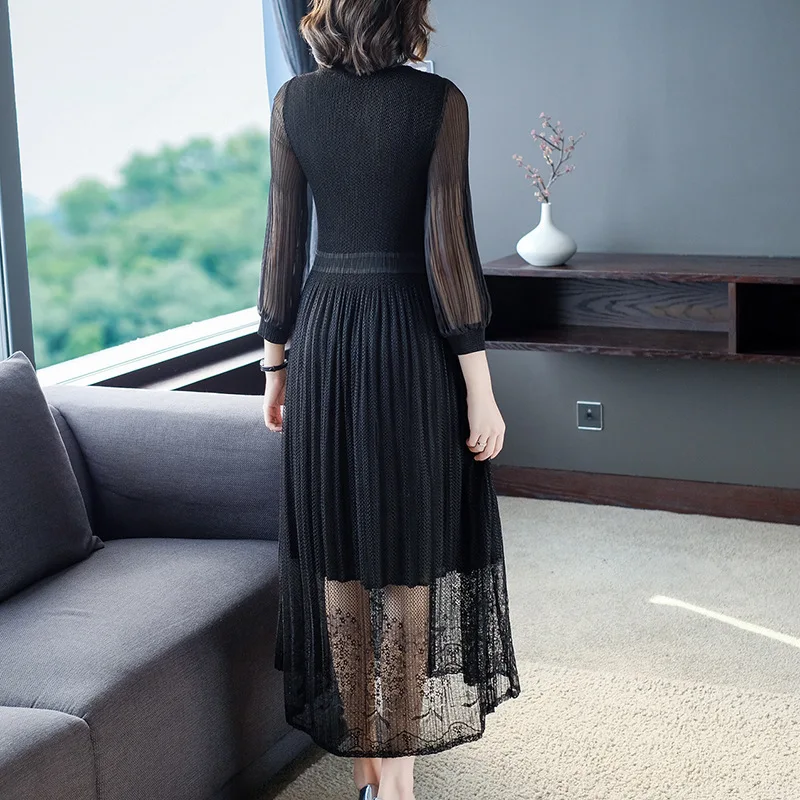 Женское длинное плиссированное платье LANMREM винтажное свободное эластичное