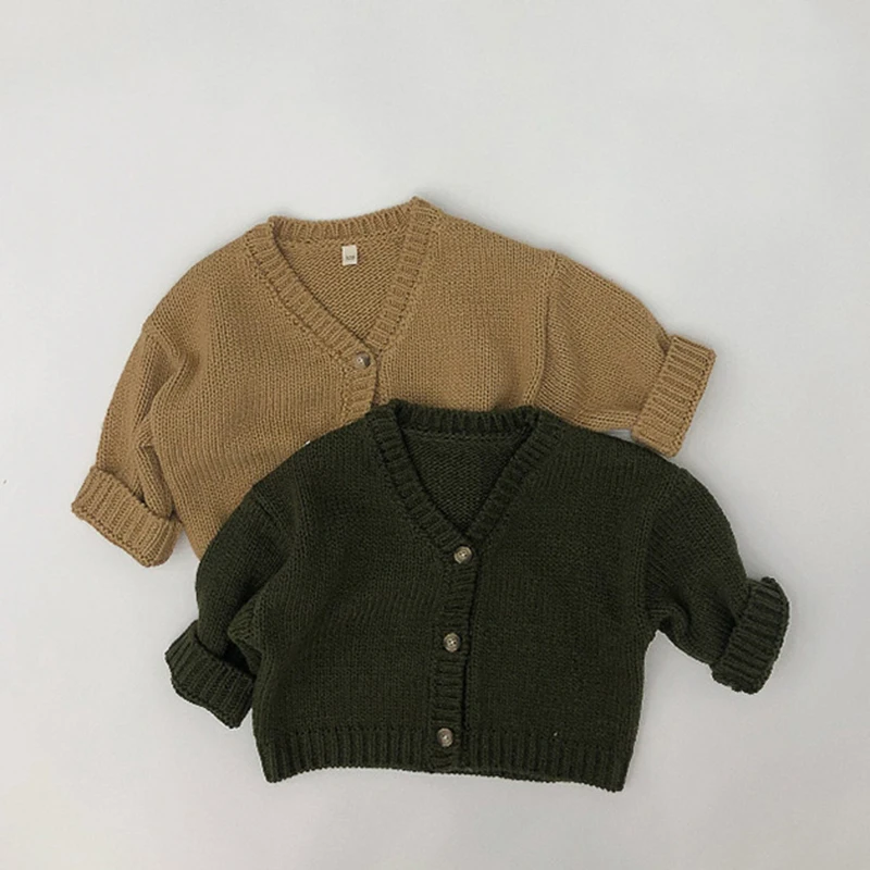 

Autumn New Kids Clothes Single Breast Girls Sweater Brief Style Boys Long Sleeve Cardians Knitted Sweater Coat 1-6Y