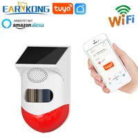 earykong tuya smart wifi alarm system solar siren outdoor pir waterproof app wireless strobe siren burglar alarm system