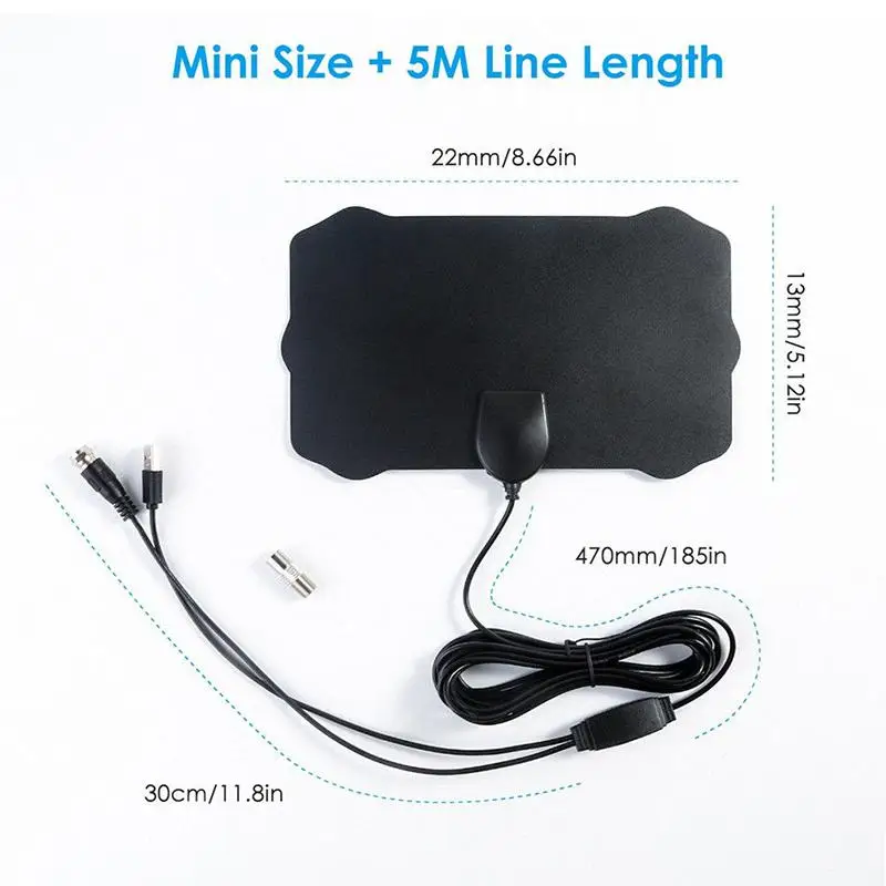 Комнатная антенна для телевизора с усилителем радиус действия 200 миль цифровая HD