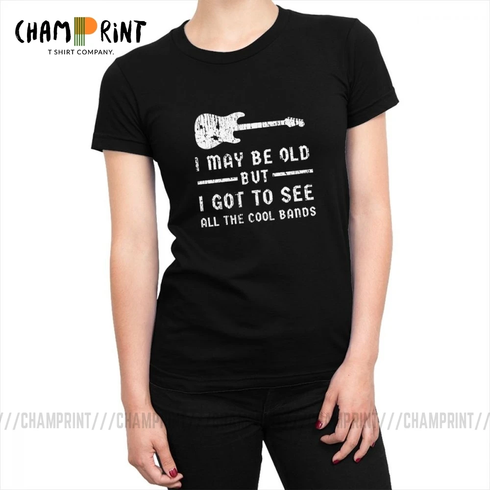 I May Be Old Cool Bands Забавные футболки на гитаре топ музыкальная женская футболка