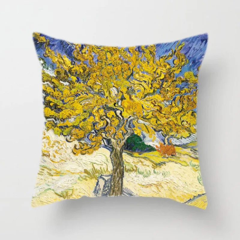 

Van Gogh Oil Painting Cushion Cover Sofa Home Decorative Pillow Covers Sunflower Self-portrait Starry Sky Print Pillowcase
