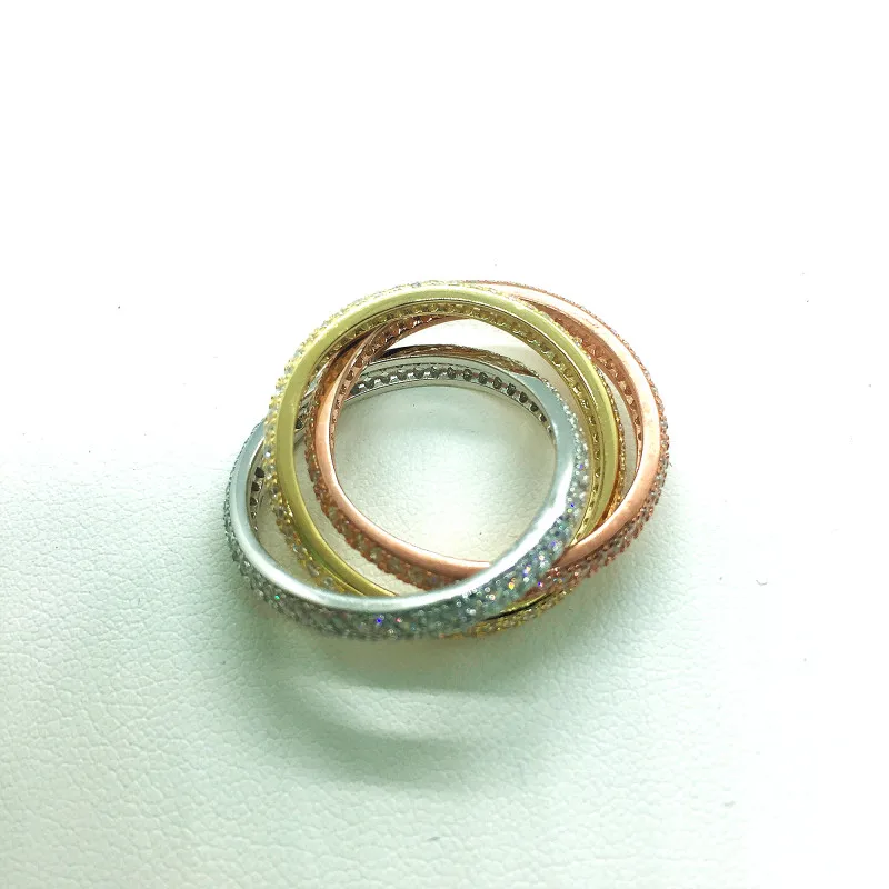 only ring size 9 Трициклическое твердое серебряное кольцо набор кулон серьги высокое качество Свадьба Помолвка белое золото розовое золото набор ювелирных изделий - Окраска металла: only ring size 9