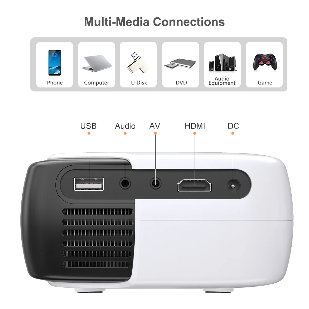 

ThundeaL Mini Projector 2000 Lumen TD860 Portable Projetor for 1080P Video Proyector LED 3D Home Theater Smart Beamer Kids Gift