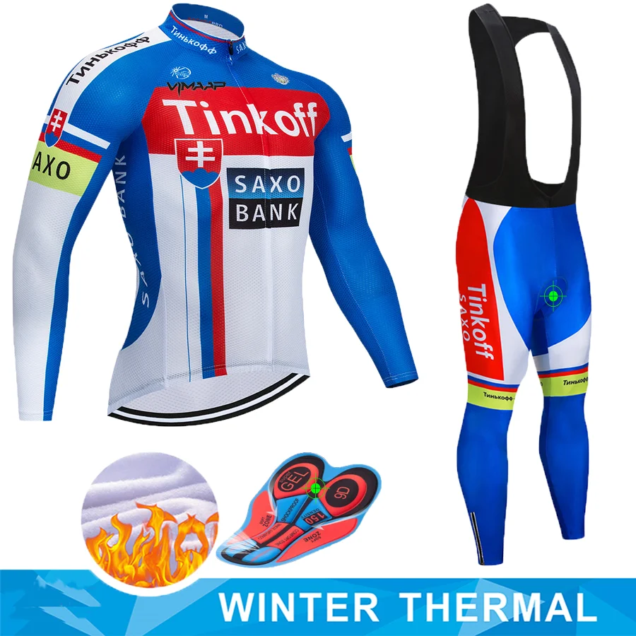 Новинка, мужские теплые флисовые зимние велотренажеры от Tinkoff, комплекты колготок, спортивные велосипедные комплекты, одежда для велоспорта