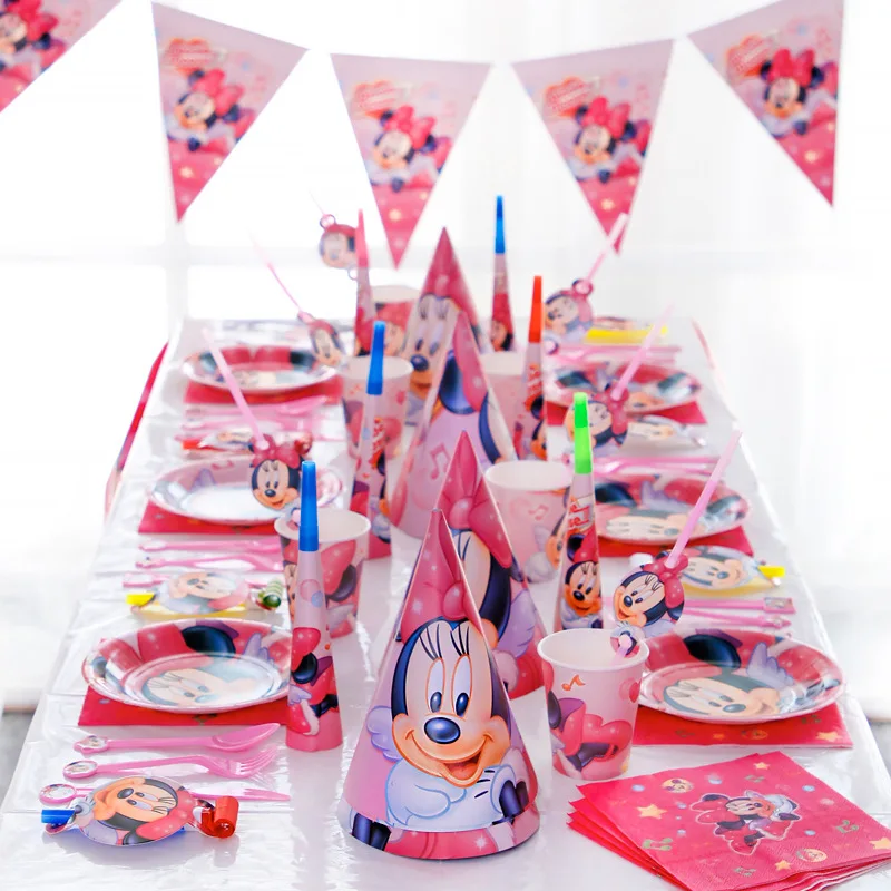 Розовые регулируемые шапки Минни Disney в виде соломинок подарочные сумки