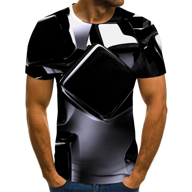 Новинка 2020 Мужская футболка с трехмерным вращением летние модные топы коротким