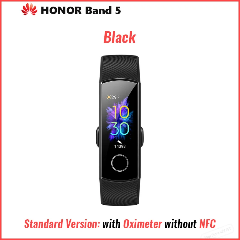Honor Band 5 BLK Смарт-браслет huawei Honor Band 5 с кислородом крови, цветной сенсорный экран, монитор сердечного ритма, сна, сна - Цвет: Honor Band 5 BLK