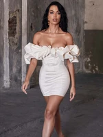 Summer Dress Women 2021 New Arrivals Ruffle Off The Shoulder Bodycon Dress House Black Evening Party Dress