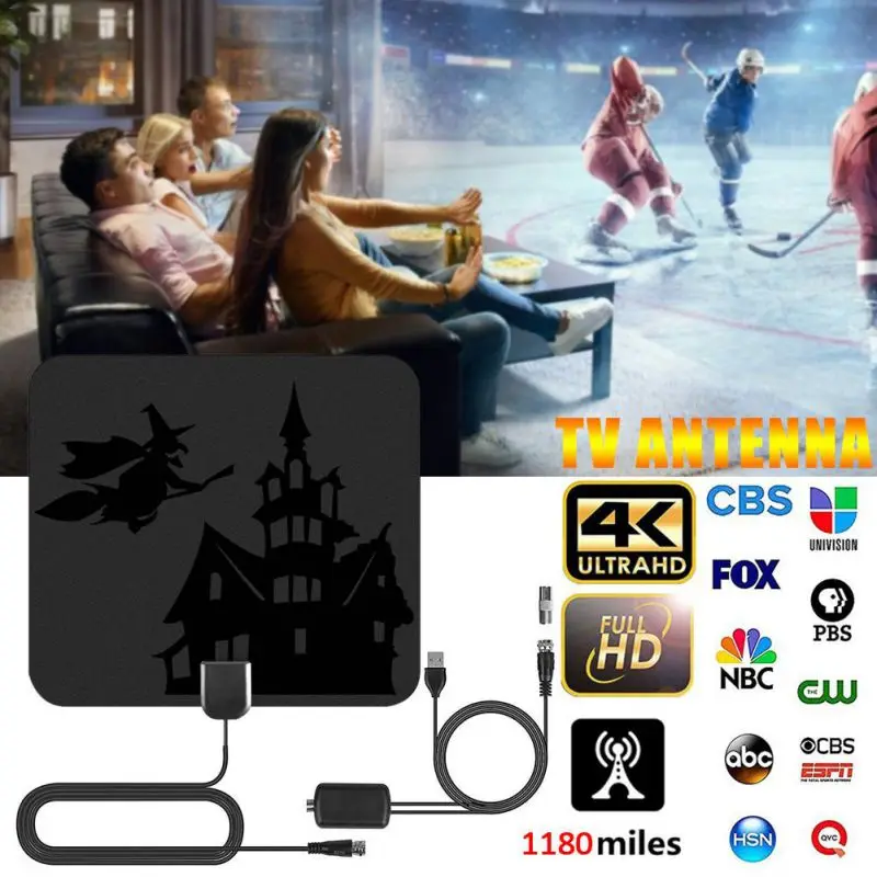Цифровая ТВ антенна 1180 миля цифровая HD для помещений 4K Высокое разрешение DVB-T2