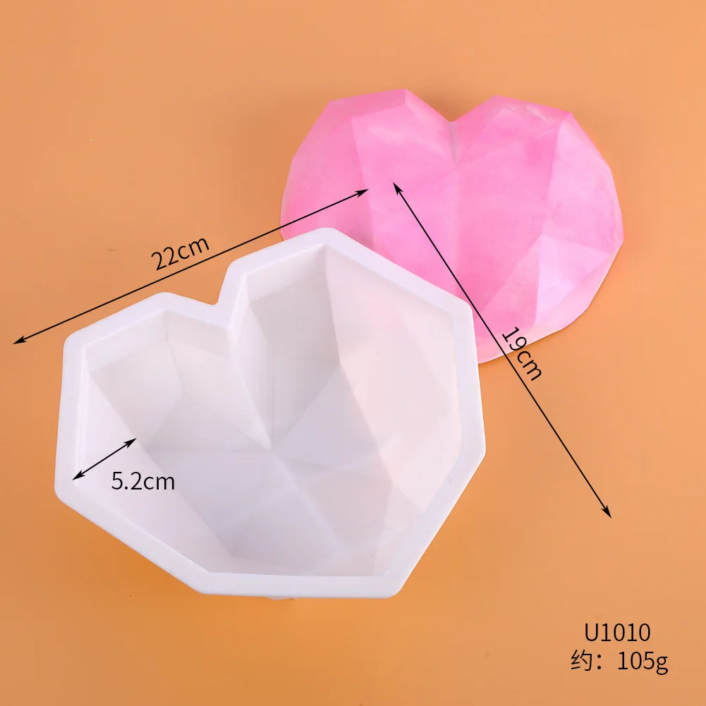 

1Pcs 3D Mousse Bakken Gebak Decoratie Pop Siliconen Art Mold 3D Diamant Liefde Hart Dessert Cakevorm