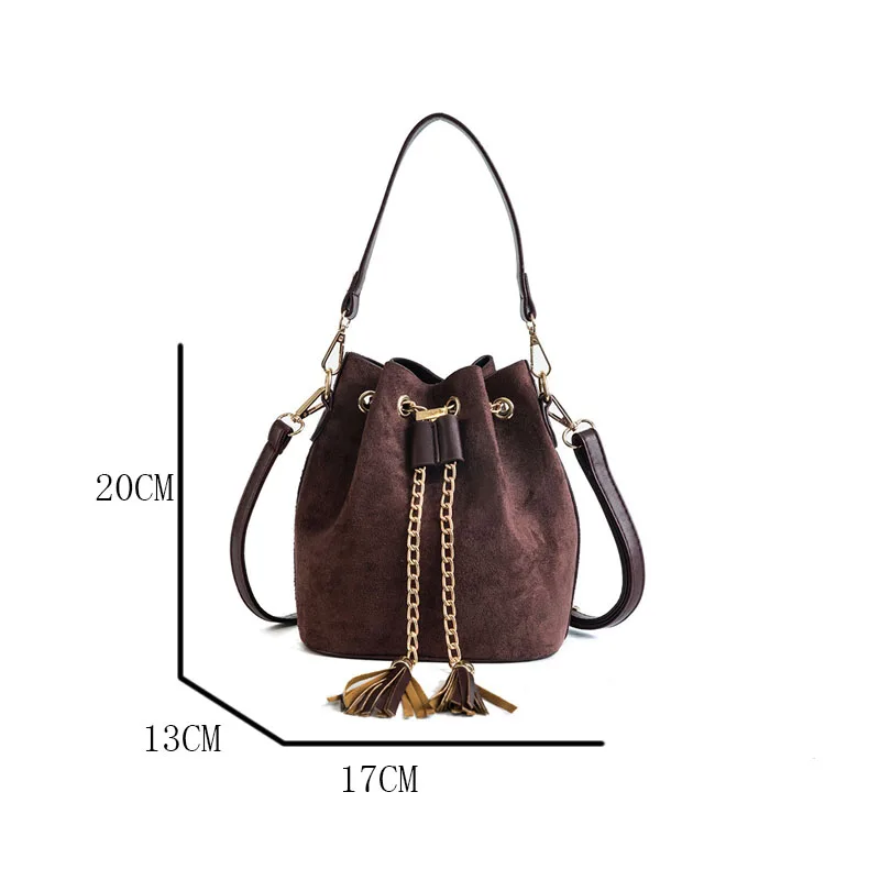 2019 высококачественные женские замшевые сумки на плечо мешки с кисточками для