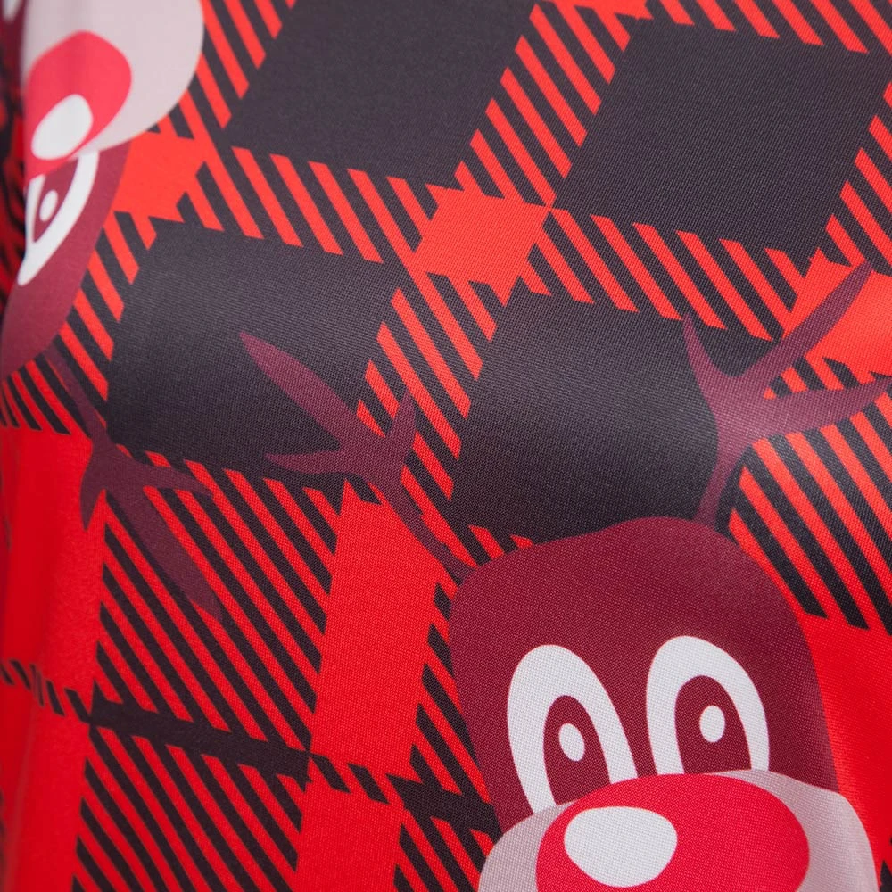 Трендовое рождественское платье трапециевидной формы с круглым воротником и