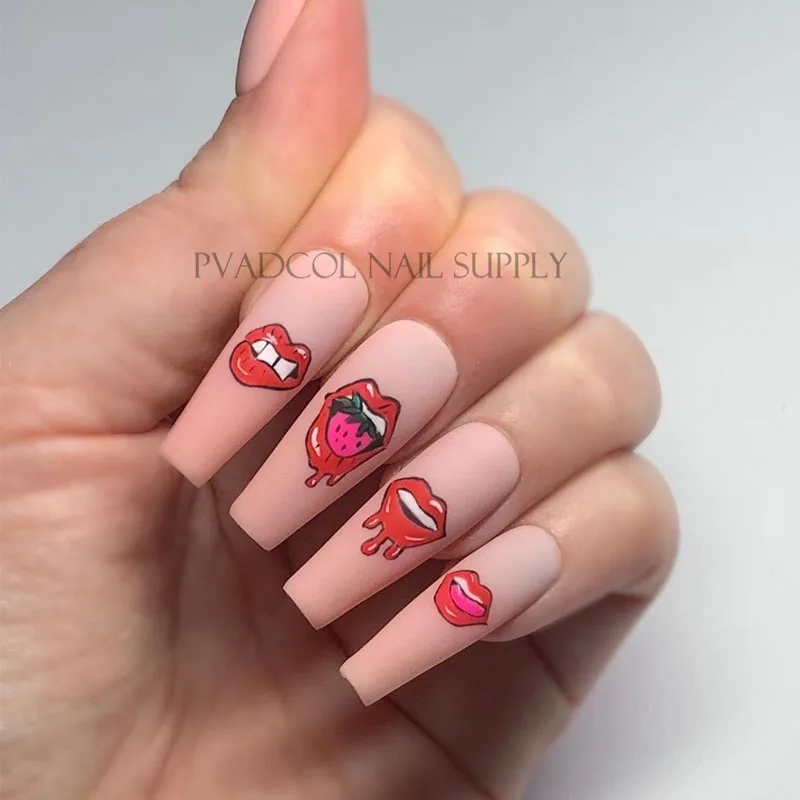 Наклейки-Слайдеры для ногтевого дизайна в виде губной помады переводные