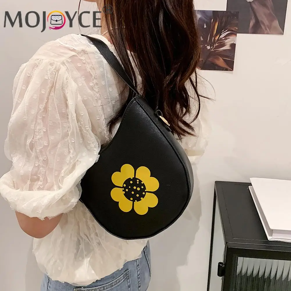 

Women Casual Vintage Bags PU Leather Flower Printing Small Handbags Messenger Casual Girls Small Shoulder Bags 2021