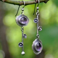 simple and elegant crystal gem key flower earrings